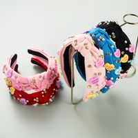 Women's Sweet Letter Heart Shape Cloth Inlay Artificial Pearls Rhinestones Hair Band main image 1