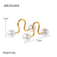 1 Pair Elegant Simple Style Geometric Plating Inlay 304 Stainless Steel Artificial Pearls Ear Cuffs sku image 1