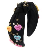 Women's Sweet Letter Heart Shape Cloth Inlay Artificial Pearls Rhinestones Hair Band sku image 2
