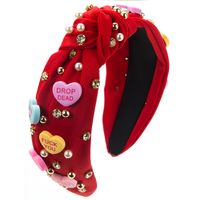 Women's Sweet Letter Heart Shape Cloth Inlay Artificial Pearls Rhinestones Hair Band sku image 4