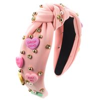 Women's Sweet Letter Heart Shape Cloth Inlay Artificial Pearls Rhinestones Hair Band sku image 5