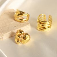 Elegant Retro Geometric Copper Plating 18k Gold Plated Open Rings main image 5