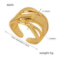 Elegant Retro Geometric Copper Plating 18k Gold Plated Open Rings main image 4