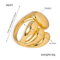 Elegant Retro Geometric Copper Plating 18k Gold Plated Open Rings main image 2