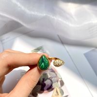 Commute Water Droplets Alloy Agate Inlay Artificial Diamond Open Rings main image 1