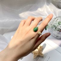 Commute Water Droplets Alloy Agate Inlay Artificial Diamond Open Rings main image 3