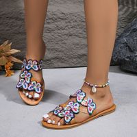 Women's Vintage Style Solid Color Flower Open Toe Casual Sandals main image 5