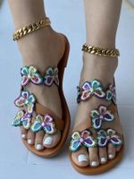 Women's Vintage Style Solid Color Flower Open Toe Casual Sandals sku image 3