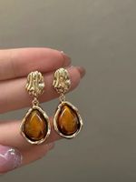 1 Pair Vintage Style Geometric Plating Inlay Alloy Resin Drop Earrings main image 3