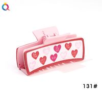 Women's Sweet Simple Style Letter Heart Shape Pu Leather Hair Claws sku image 3
