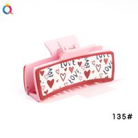 Women's Sweet Simple Style Letter Heart Shape Pu Leather Hair Claws sku image 7