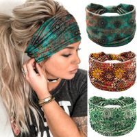 Women's Casual Plaid Flower Cloth Printing Hair Band sku image 17