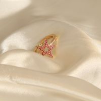 Casual Simple Style Star Heart Shape Copper Plating Inlay Zircon 18k Gold Plated Open Rings main image 7