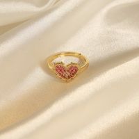 Casual Simple Style Star Heart Shape Copper Plating Inlay Zircon 18k Gold Plated Open Rings main image 8