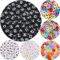 100 Pieces 4 * 7mm Hole 1~1.9mm Arylic Letter Number Beads main image 5
