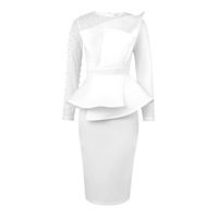 Women's Party Dress Elegant Round Neck Nine Points Sleeve Solid Color Midi Dress Banquet Evening Party main image 4
