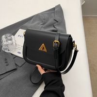 Women's Pu Leather Solid Color Streetwear Square Lock Clasp Shoulder Bag sku image 1