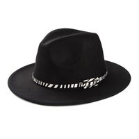 Unisex Retro Britischer Stil Streifen Streifen Gürtelschnalle Große Traufen Flache Traufen Fedora-hut sku image 19