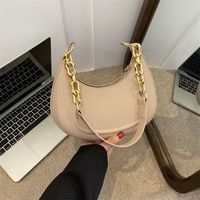 Women's Pu Leather Solid Color Vintage Style Classic Style Dumpling Shape Zipper Shoulder Bag main image 5