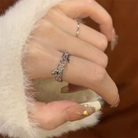 Lady Shiny Butterfly Copper Plating Inlay Zircon Silver Plated Open Rings main image 5