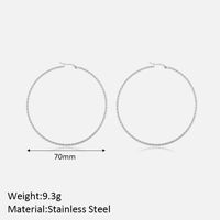 1 Pair Simple Style Classic Style Solid Color Plating Inlay Stainless Steel Artificial Diamond Hoop Earrings main image 2