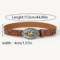 Retro Cowboy Style Horse Pu Leather Metal Button Men's Leather Belts sku image 1