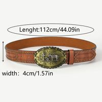 Retro Cowboy Style Horse Pu Leather Metal Button Men's Leather Belts sku image 4