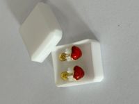 1 Set 1 Pair Cute Sweet Round Heart Shape Plating Inlay Stainless Steel Resin 18k Gold Plated Ear Studs main image 6