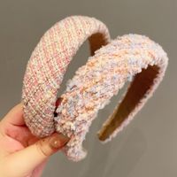 Women's Sweet Solid Color Argyle Cloth Sponge Fabric Hair Band main image 4