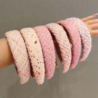 Women's Sweet Solid Color Argyle Cloth Sponge Fabric Hair Band main image 1