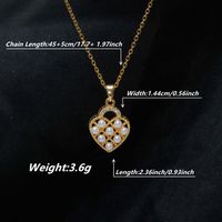 Retro Heart Shape Stainless Steel Plating Inlay Artificial Pearls 18k Gold Plated Pendant Necklace main image 2