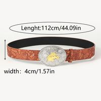 Retro Cowboy Style Horse Pu Leather Metal Button Men's Leather Belts sku image 2