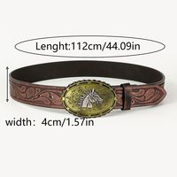 Retro Cowboy Style Horse Pu Leather Metal Button Men's Leather Belts sku image 4