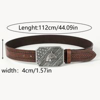 Retro Cowboy Style Horse Pu Leather Metal Button Men's Leather Belts sku image 6