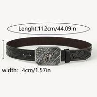Retro Cowboy Style Horse Pu Leather Metal Button Men's Leather Belts sku image 7