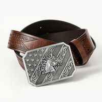 Retro Cowboy Style Horse Pu Leather Metal Button Men's Leather Belts main image 7