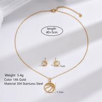 304 Stainless Steel 14K Gold Plated Simple Style Sports Plating Hollow Out Basketball Earrings Necklace main image 2