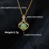 Retro Stone Stainless Steel Plating Inlay Artificial Gemstones Zircon 18k Gold Plated Pendant Necklace main image 2