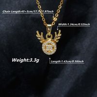 Cute Elk Stainless Steel Plating Inlay Zircon 18k Gold Plated Pendant Necklace main image 2
