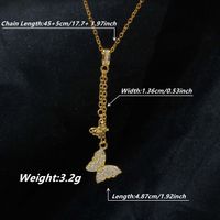 Sweet Butterfly Stainless Steel Plating Inlay Zircon 18k Gold Plated Pendant Necklace main image 2