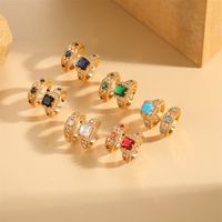 Vintage Style Simple Style Commute Quadrilateral Copper Plating Inlay Zircon 14k Gold Plated Open Rings main image 7