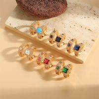Vintage Style Simple Style Commute Quadrilateral Copper Plating Inlay Zircon 14k Gold Plated Open Rings main image 1