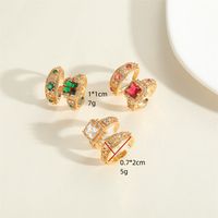Vintage Style Simple Style Commute Quadrilateral Copper Plating Inlay Zircon 14k Gold Plated Open Rings main image 2