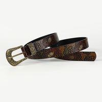 Retro Ethnic Style Geometric Pu Leather Metal Button Inlay Turquoise Adults Leather Belts main image 7
