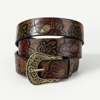 Retro Ethnic Style Geometric Pu Leather Metal Button Inlay Turquoise Adults Leather Belts main image 8