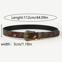 Retro Ethnic Style Geometric Pu Leather Metal Button Inlay Turquoise Adults Leather Belts sku image 2