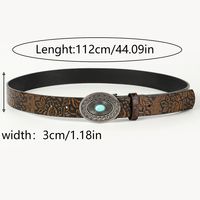 Retro Ethnic Style Geometric Pu Leather Metal Button Inlay Turquoise Adults Leather Belts sku image 4