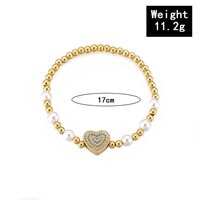 Ig Style Sweet Heart Shape Copper Pearl Plating Inlay Zircon 18k Gold Plated Bracelets main image 2