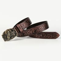 Vintage Style Ethnic Style Geometric Animal Dragon Pu Leather Metal Button Adults Leather Belts main image 2