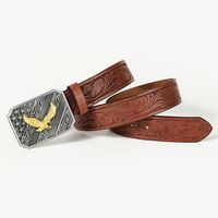 Vintage Style Ethnic Style Geometric Animal Dragon Pu Leather Metal Button Adults Leather Belts main image 9